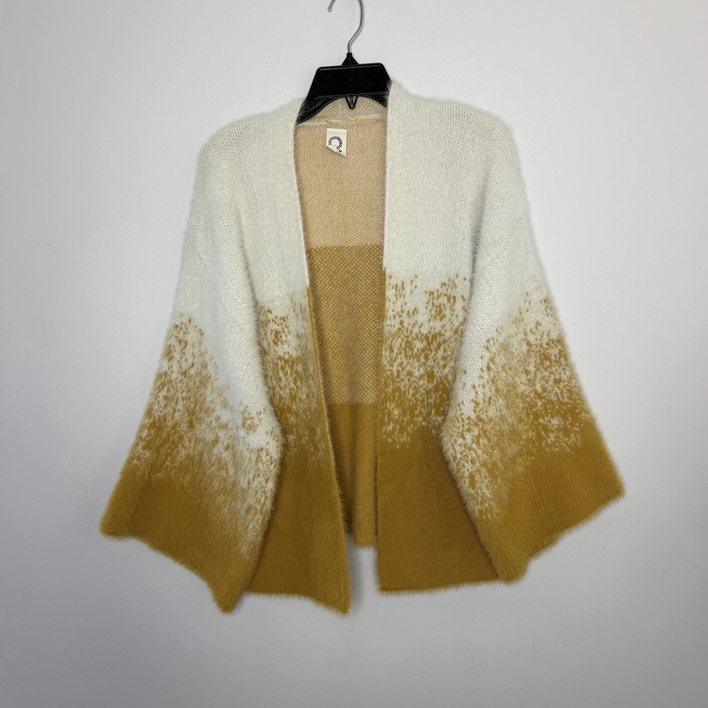 Akemi + Kin Anthropologie One Size Fuzzy Ombre Cardigan Bell Sleeve Mustard